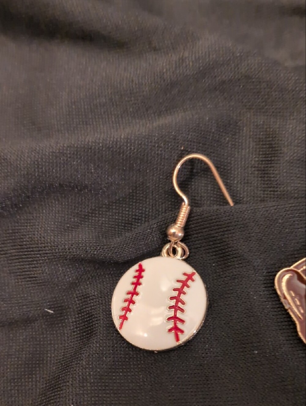 Baseball Glove and Ball Earrings - Gold Tone - Picture 5 of 8